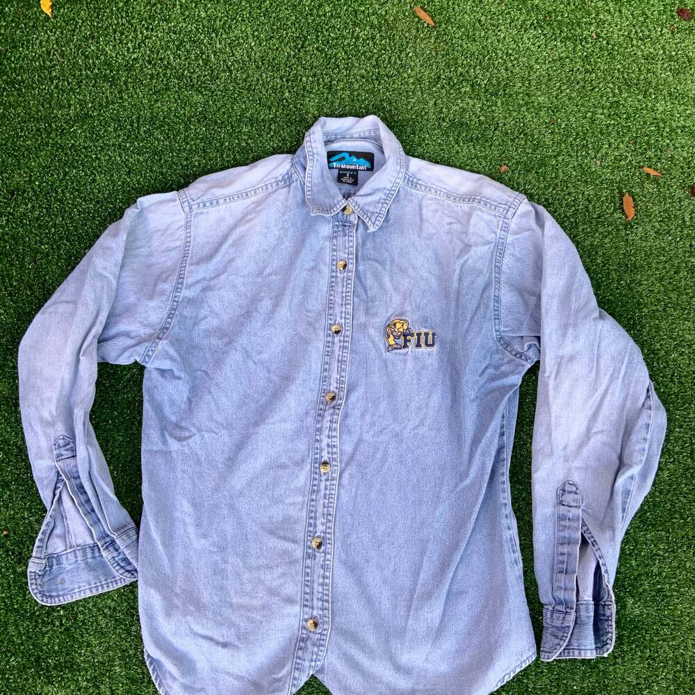FIU Florida International University Denim Button Up Shirt Women's Small - Picture 1 of 4